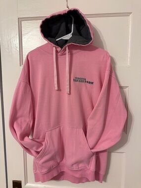 Women's Pink Hooded Fleece Pullover Sweatshirt with Contrast Lining